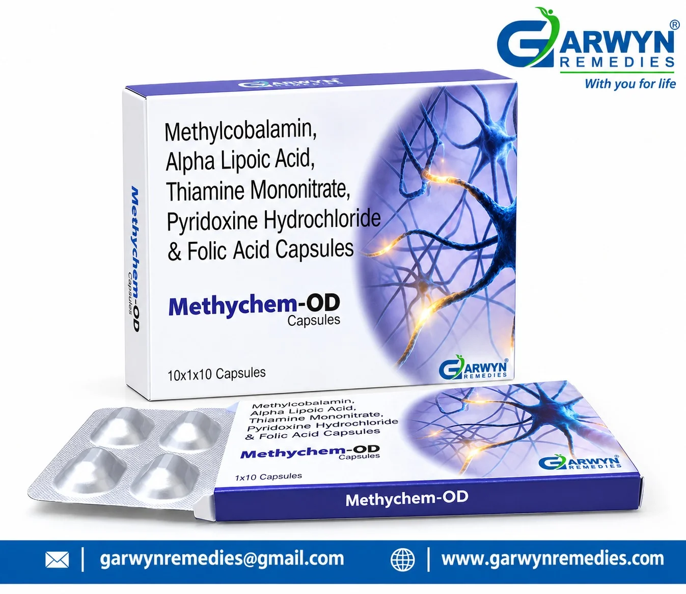 METHYCHEM-OD - Methylcobalamin 1500 Mcg + Alpha Lipoic Acid 100 Mg +Folic Acid 1.5 Mg + Pyridoxin 3 Mg CAP